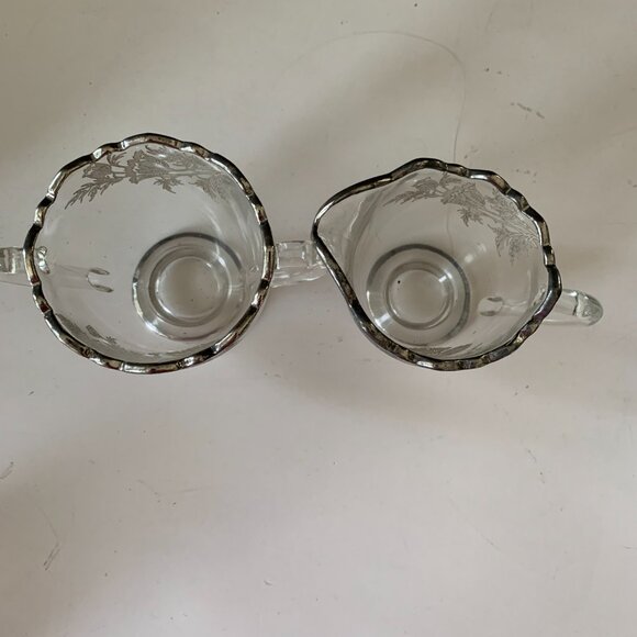 Open Sugar Bowl Creamer Silver City Flanders-Clear Sterling Silver Overlay - Picture 4 of 9